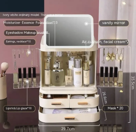 Lighted Mirror Makeup Storage Box